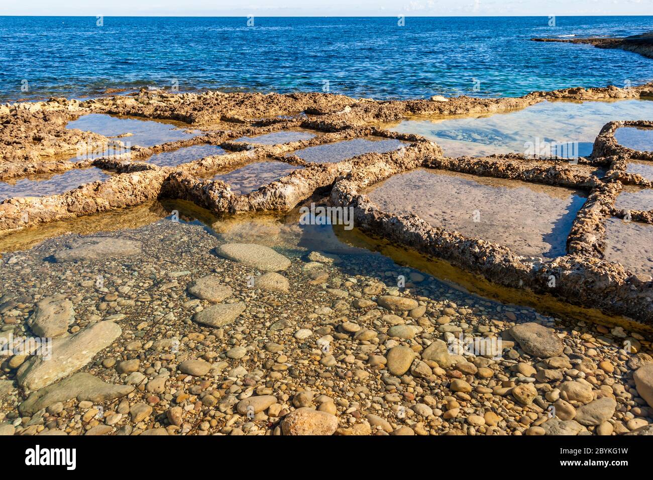 Gozo Sea Salt Production in Żebbuġ, Malta Stock Photo