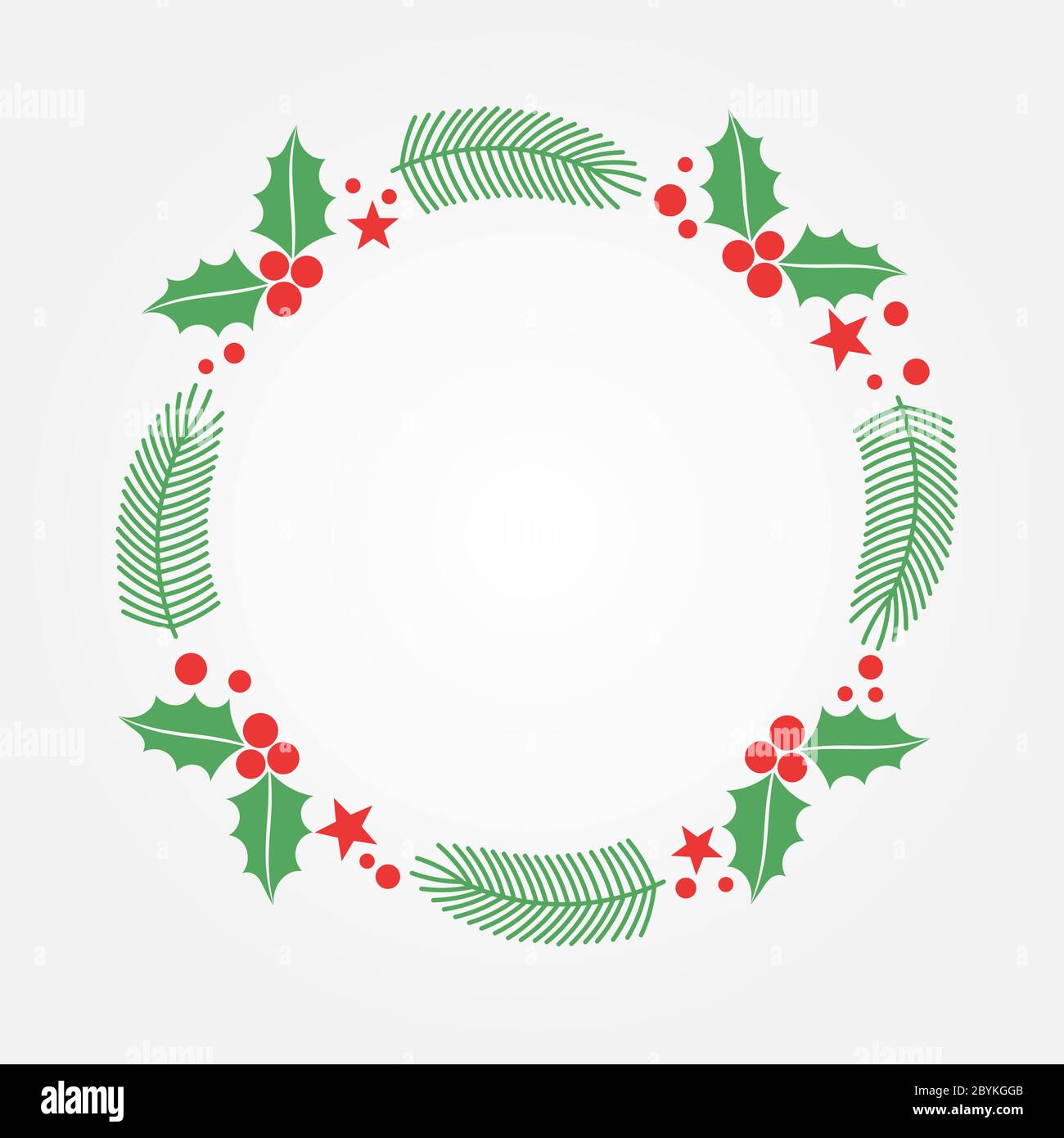 Christmas holly and fir wreath greeting card background. Vector ...