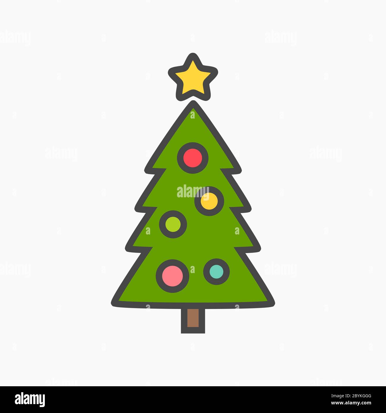 Christmas tree flat design icon. Vector illustration Stock Vector Image ...