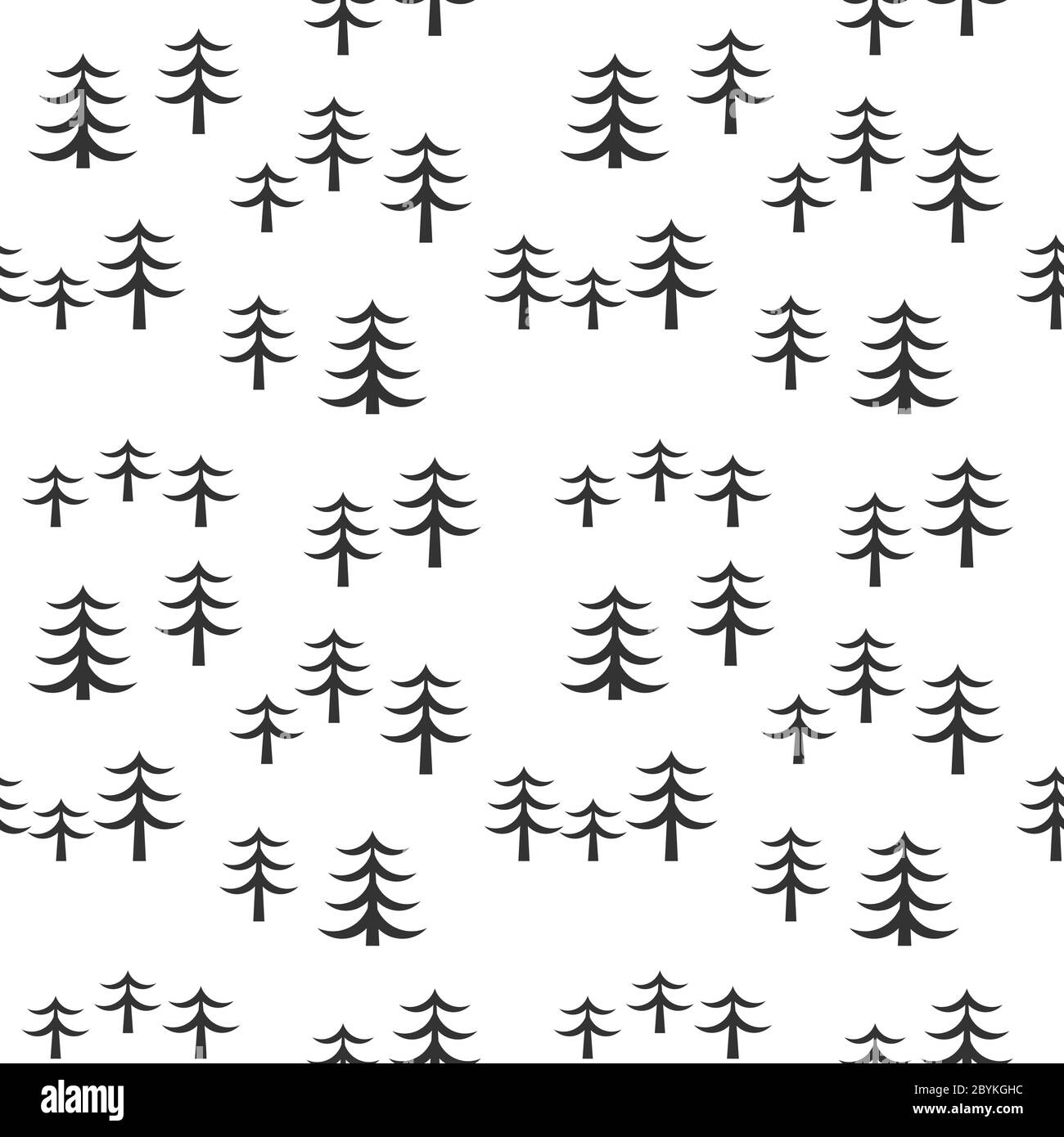 Christmas trees forest black and white seamless pattern. Vector ...
