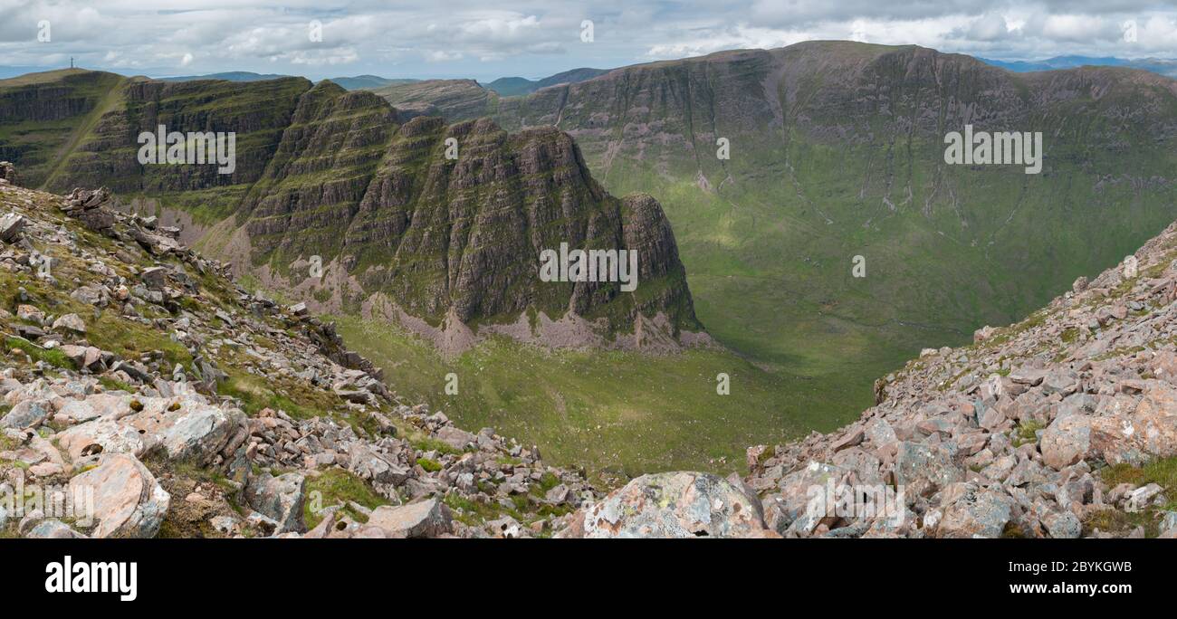 Na Ciochan, Coire a Chaorachain and Beinn Bhan from Sgurr a'Chaorachain, Applecross peninsula, Scotland Stock Photo