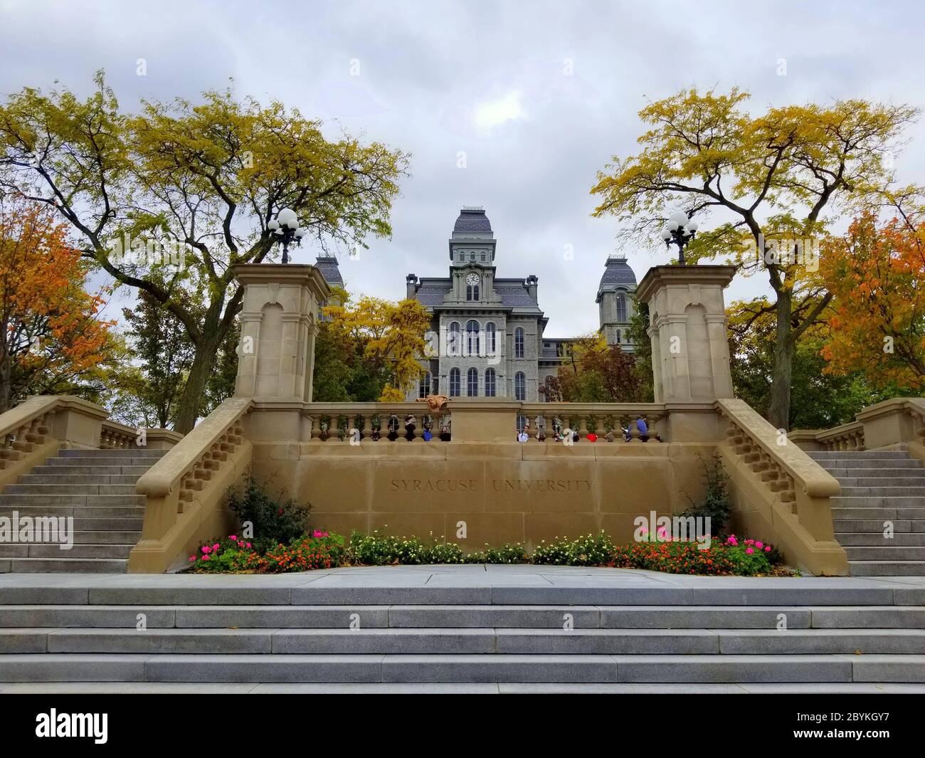 New York, U.S.A - September 9, 2019 - The front stairs by the Pan Am 103 Memorial at Syracuse University Stock Photo