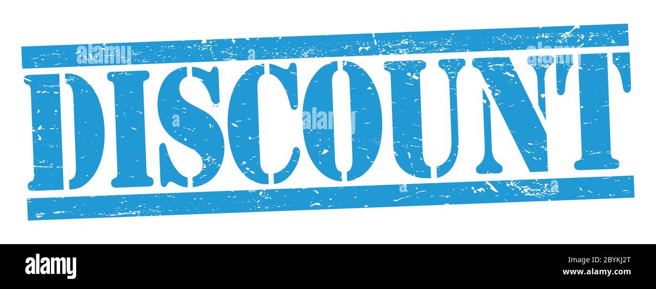 DISCOUNT blue grungy rectangle stamp Stock Photo - Alamy