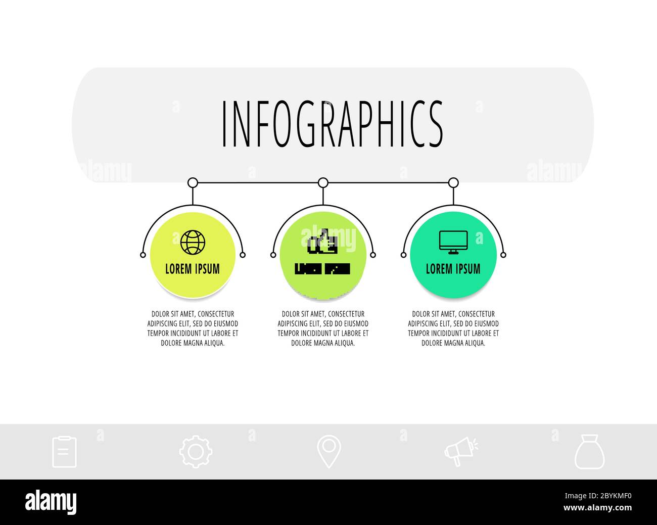 Infographics circular with 3 steps, parts, icons. Flat vector template ...