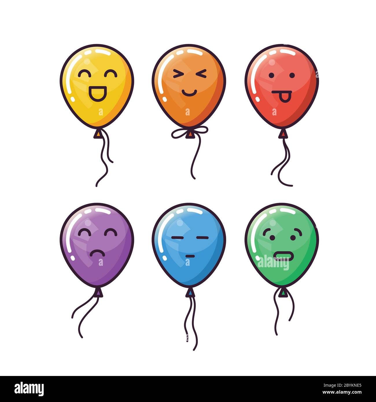 Vector set of various balloon faces emoji characters. Stock Vector