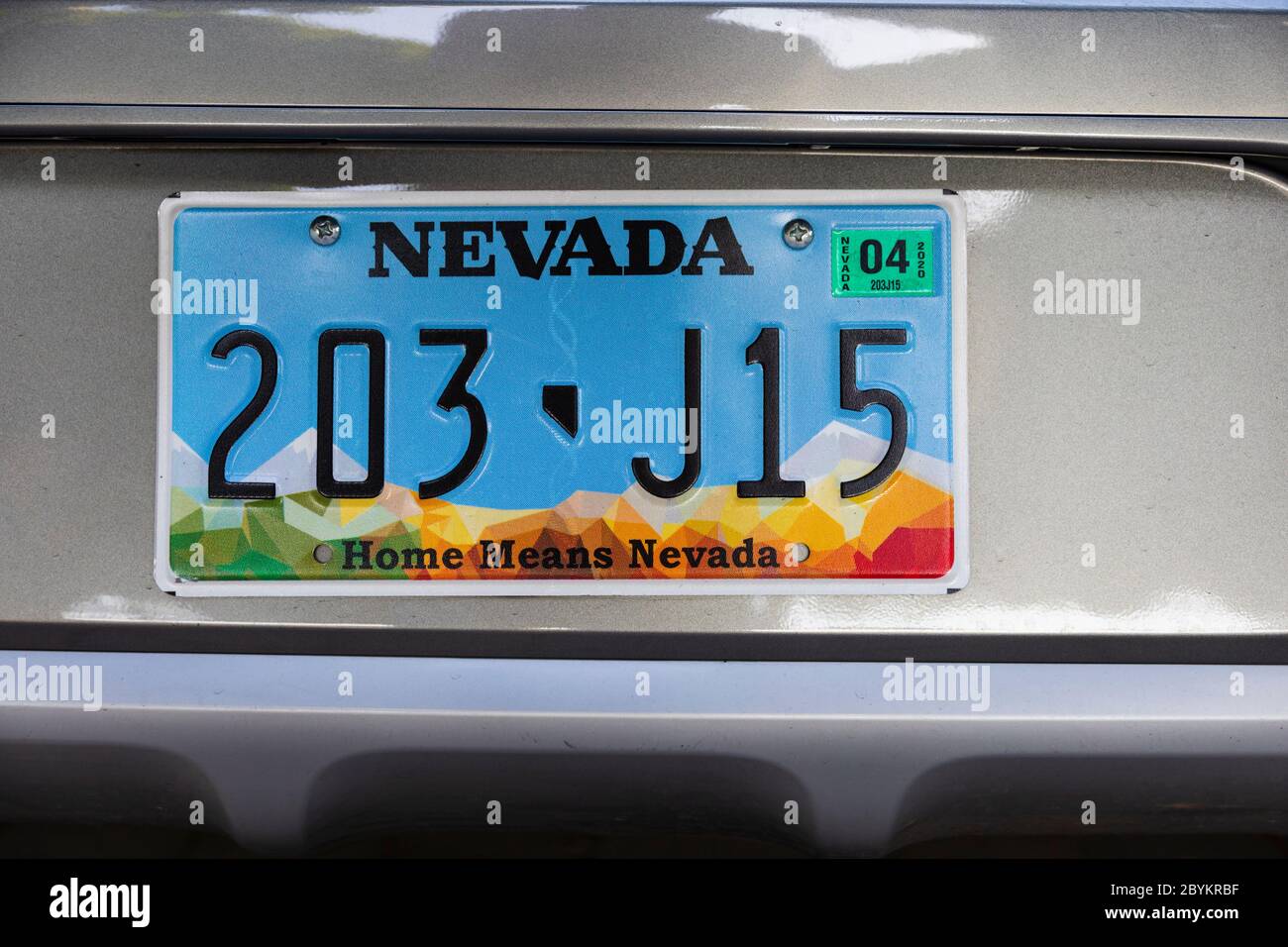 Nevada licence plate on a car,  United States of America. USA. October 2019 Stock Photo