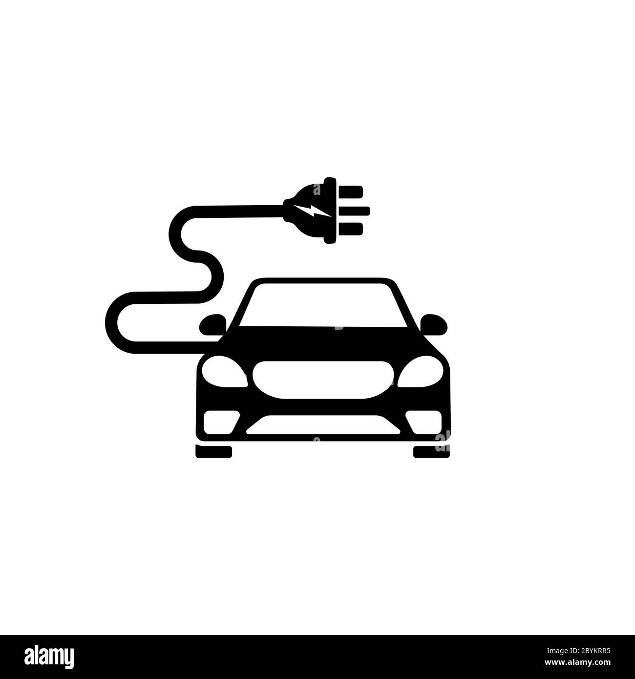 Electric car charging station icon in black on isolated white background. EPS 10 vector. Stock Vector