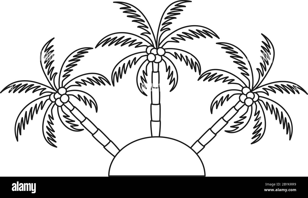 Line art black and white palm tree island Stock Vector Image & Art Alamy