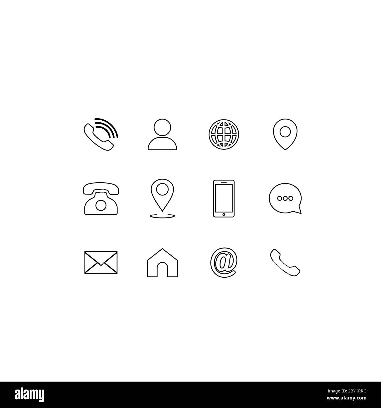 Set of communication icons set modern button . Phone, mobile phone, mail on isolated background for applications, web, app. EPS 10 vector. Stock Vector