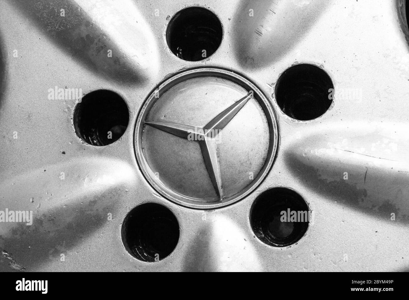 wheel plate dish metallic auto car parts in garage Stock Photo Alamy