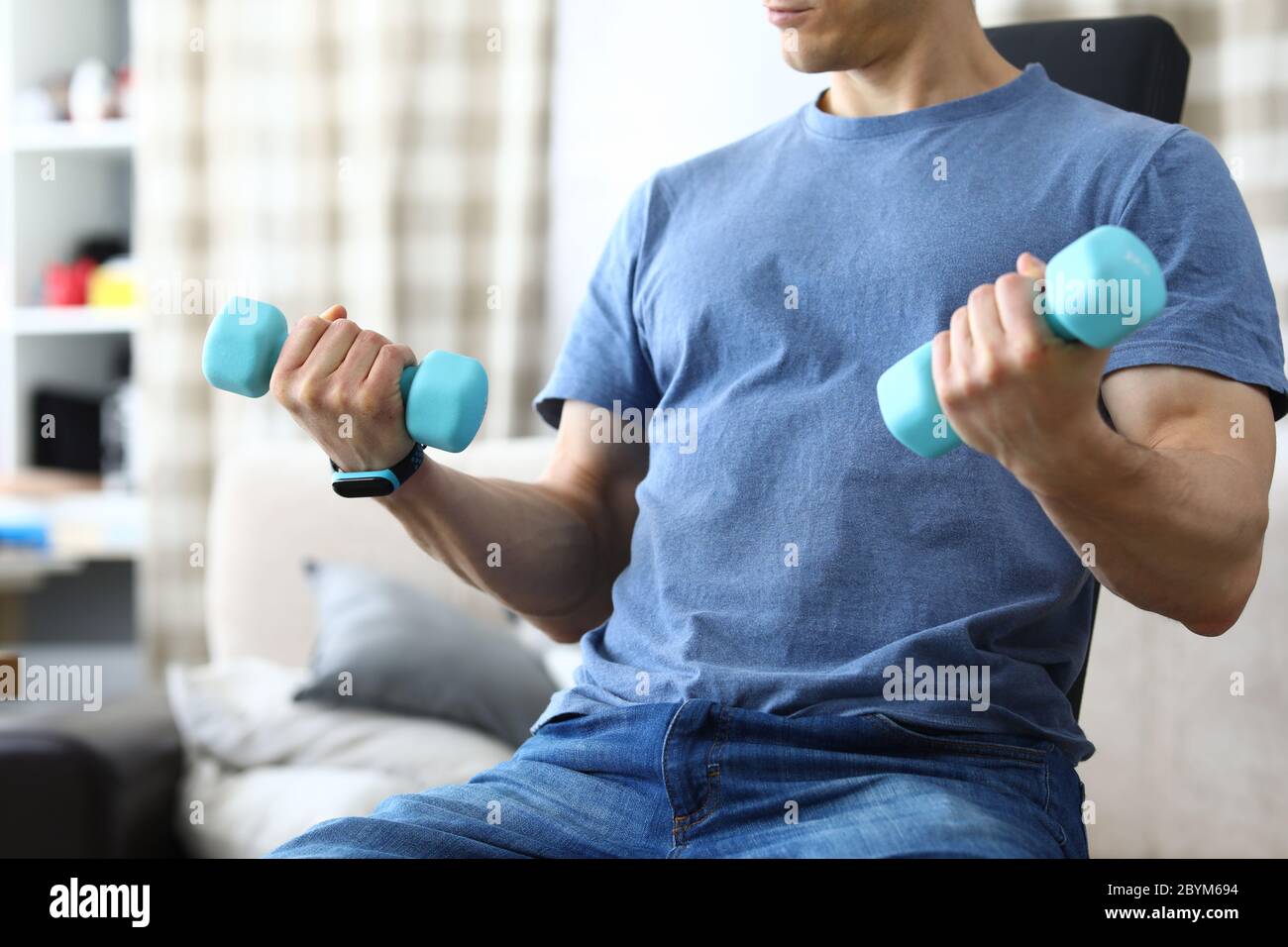 Professional athlete in blue shirt Stock Photo