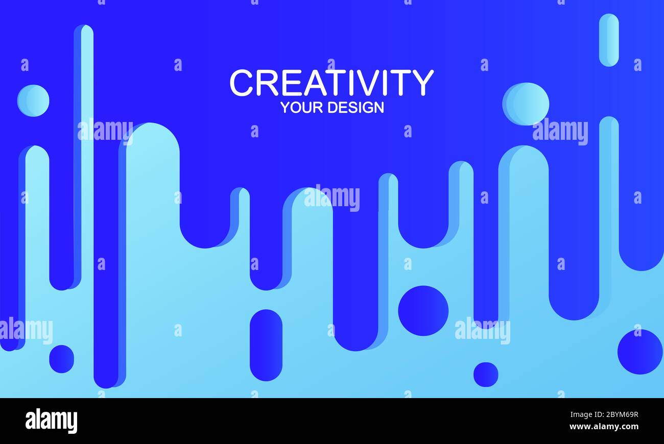 Abstract shapes composition background, logo, presentation or flyer. Set icon of futuristic trendy dynamic elements in modern blue colour design Stock Vector