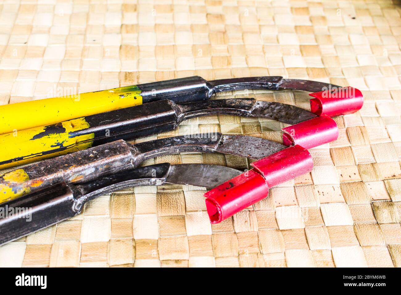 rubber tapping knife, great steel tool very sharp on background Stock