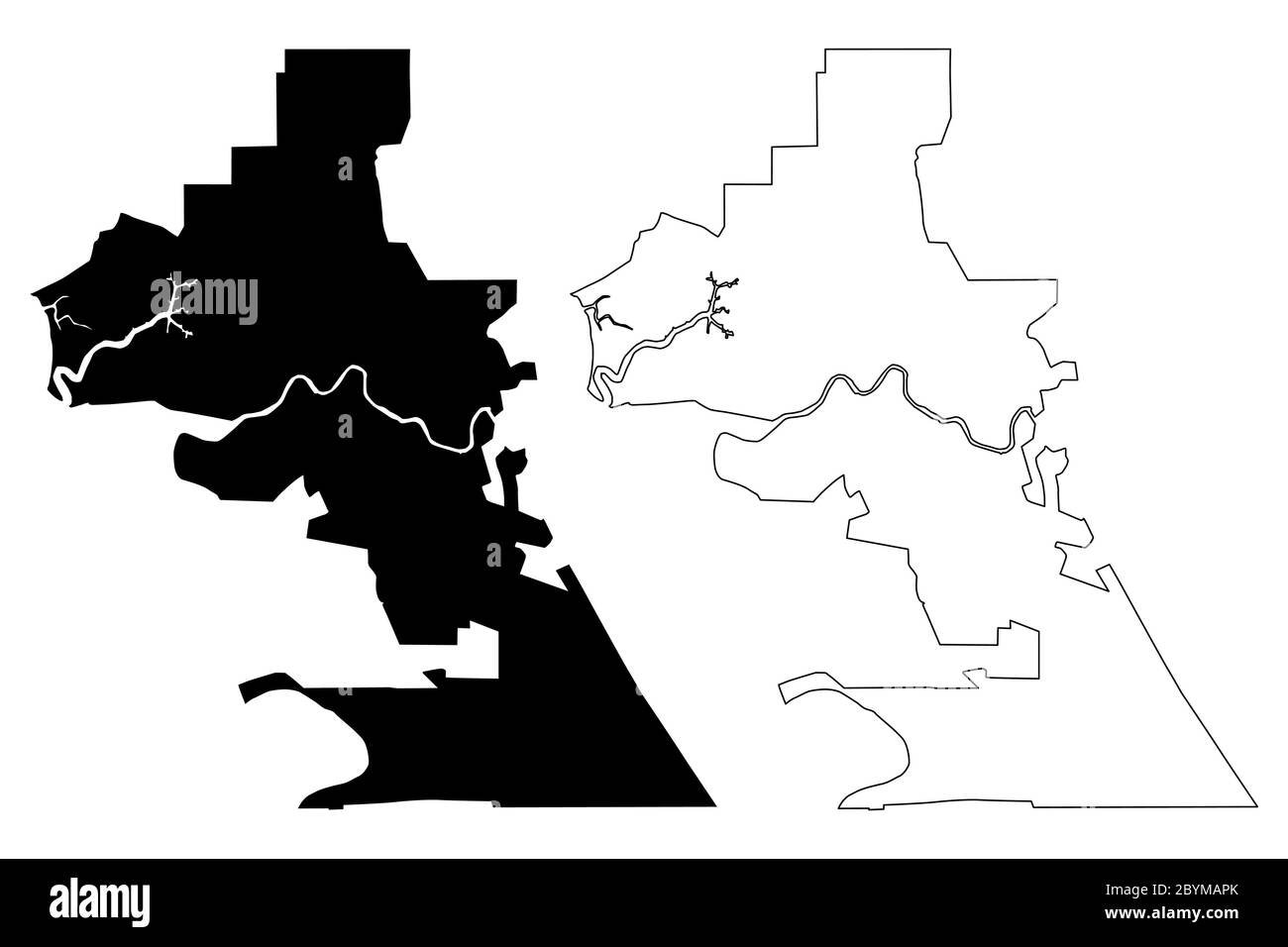 Map Of Klang District Klang District Black And White Stock Photos & Images - Alamy