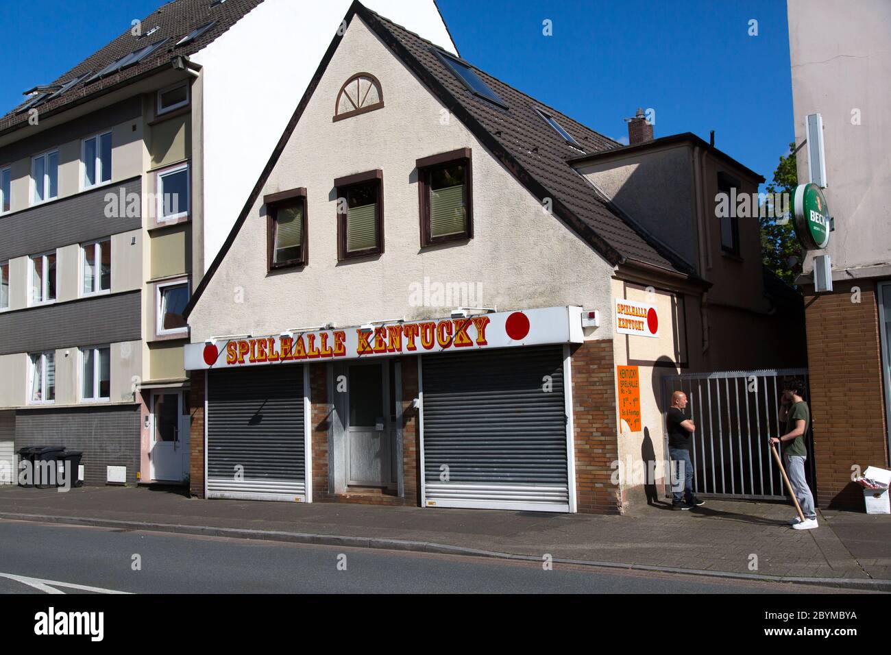 04.05.2020, Bremen, Bremen, Germany - Main street with a gambling hall Kentucky in the district Vegesack, Bremen-Nord. 00A200504D093CAROEX.JPG [MODEL Stock Photo