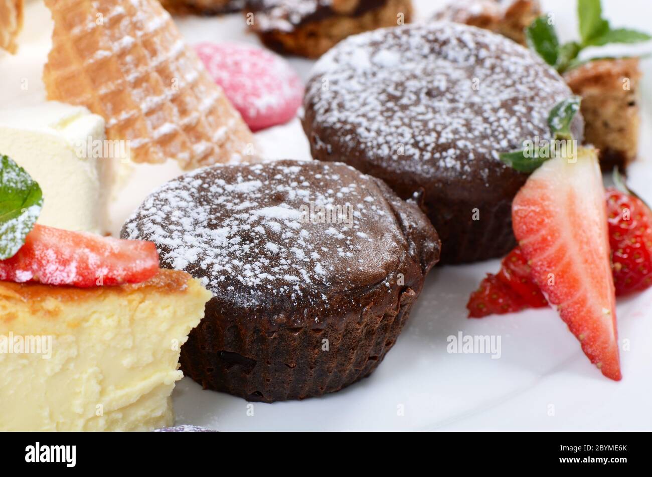 Chocolate cake with a strawberry Stock Photo - Alamy