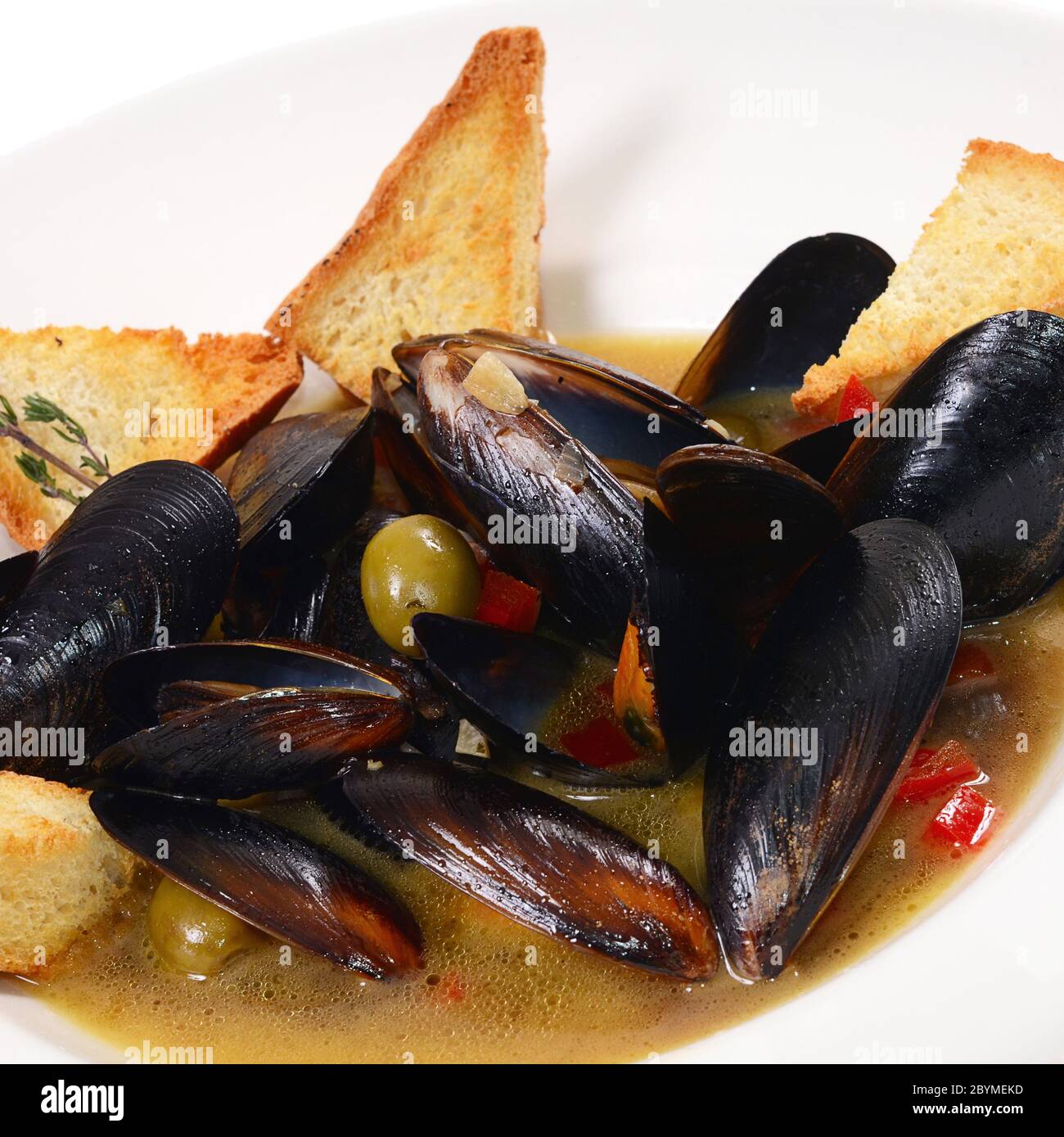 Mussels Tuscan with crispy ciabatta Stock Photo Alamy