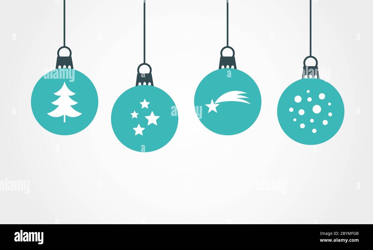 Christmas blue balls hanging ornaments. Vector illustration Stock ...
