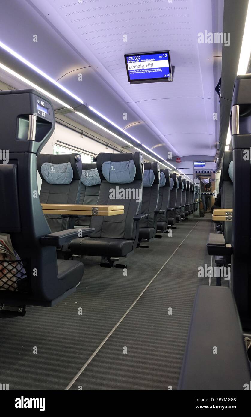 01.03.2020, Leipzig, Saxony, Germany - Large capacity carriages of the 1st class of an ICE 4. 00S200301D560CAROEX.JPG [MODEL RELEASE: NO, PROPERTY REL Stock Photo
