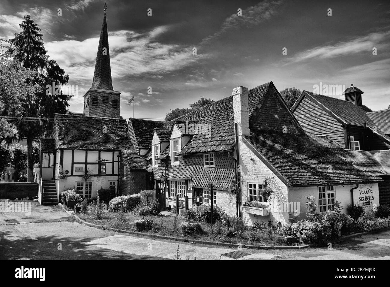 Horley Surrey Ye Olde Six Bells 2 mono Stock Photo