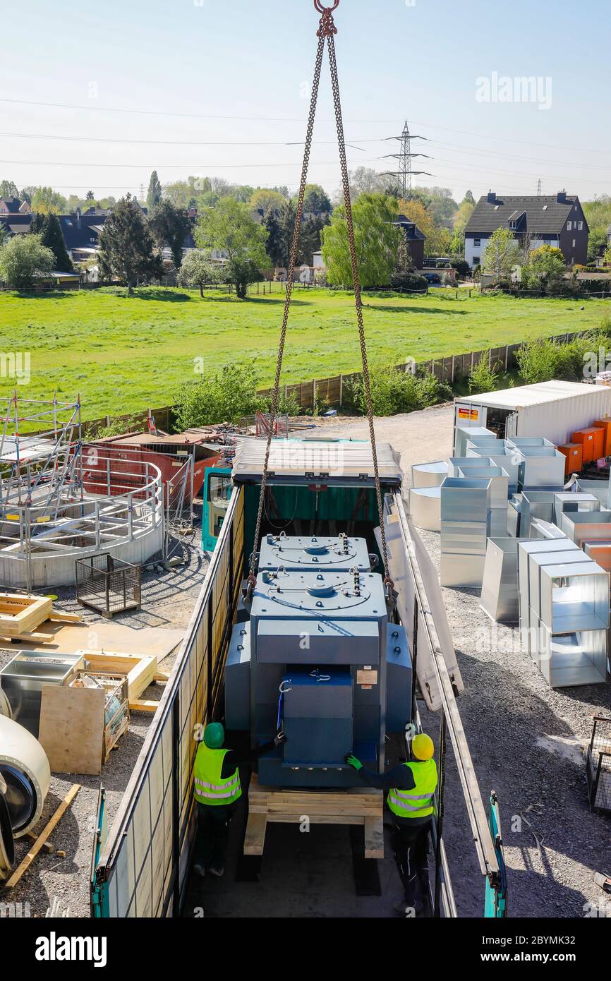 22.04.2020, Oberhausen, North Rhine-Westphalia, Germany - Emscher conversion, new construction of the Emscher sewer AKE, here the new pumping station Stock Photo