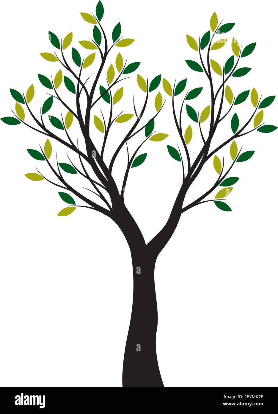 Green Spring and decoration Tree. Vector outline Illustration. Plant in ...