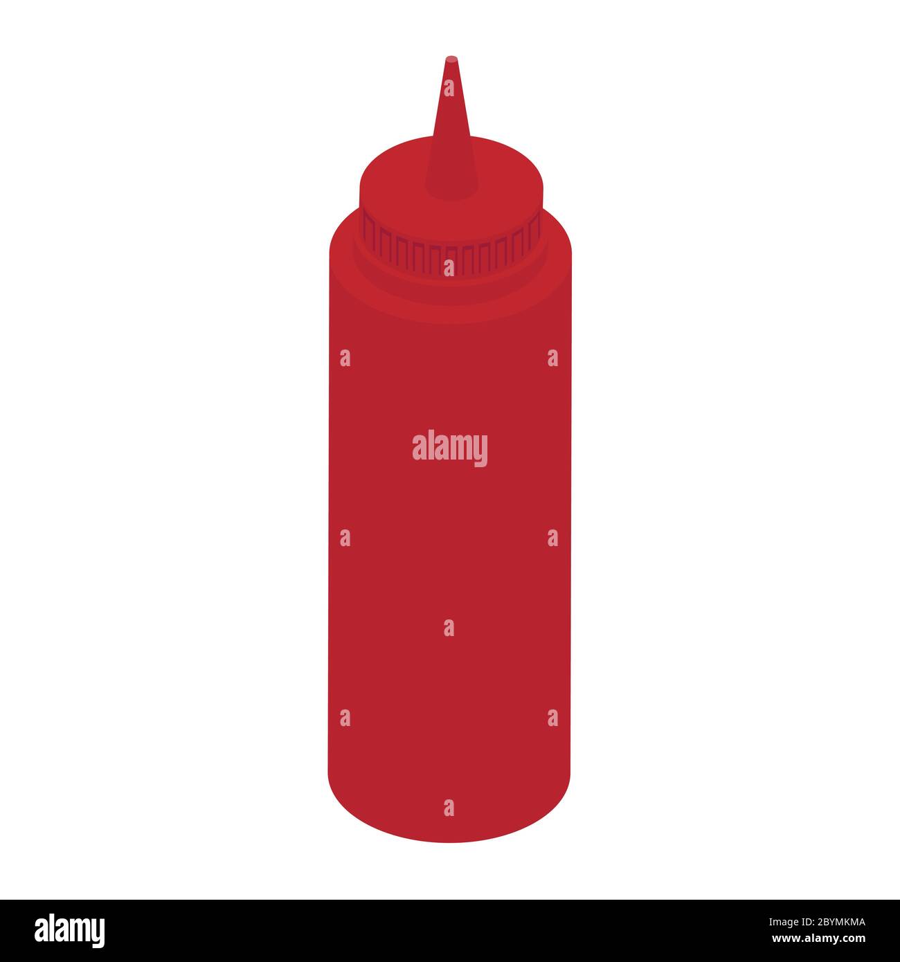 Tomato squeeze ketchup bottle isolated on white background. Isometric