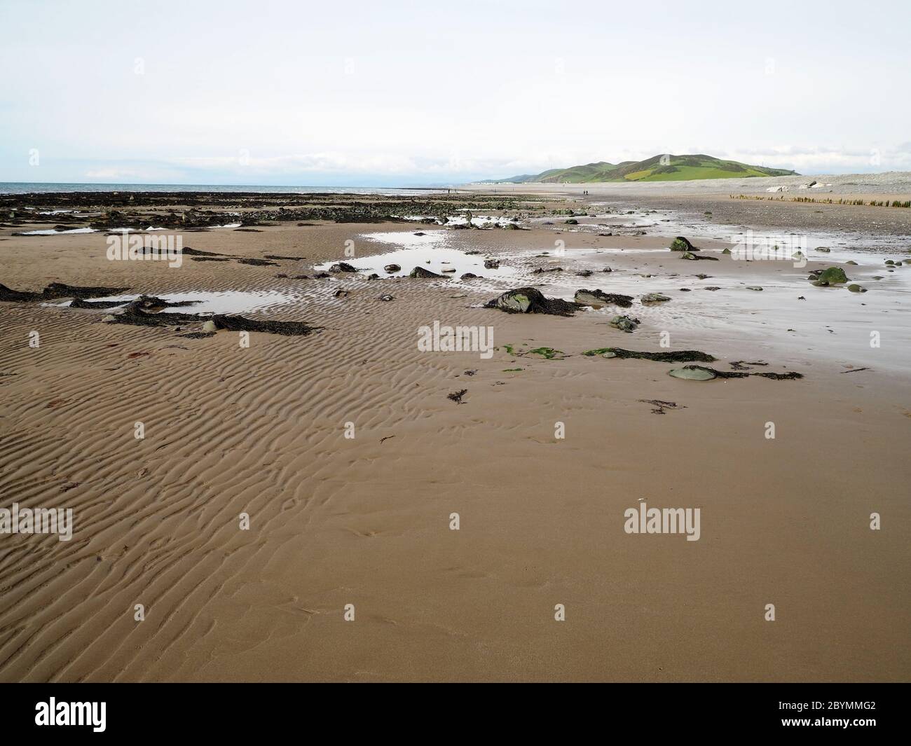 Deserted beach at Llanrhystud, Ceredigion, West Wales Stock Photo