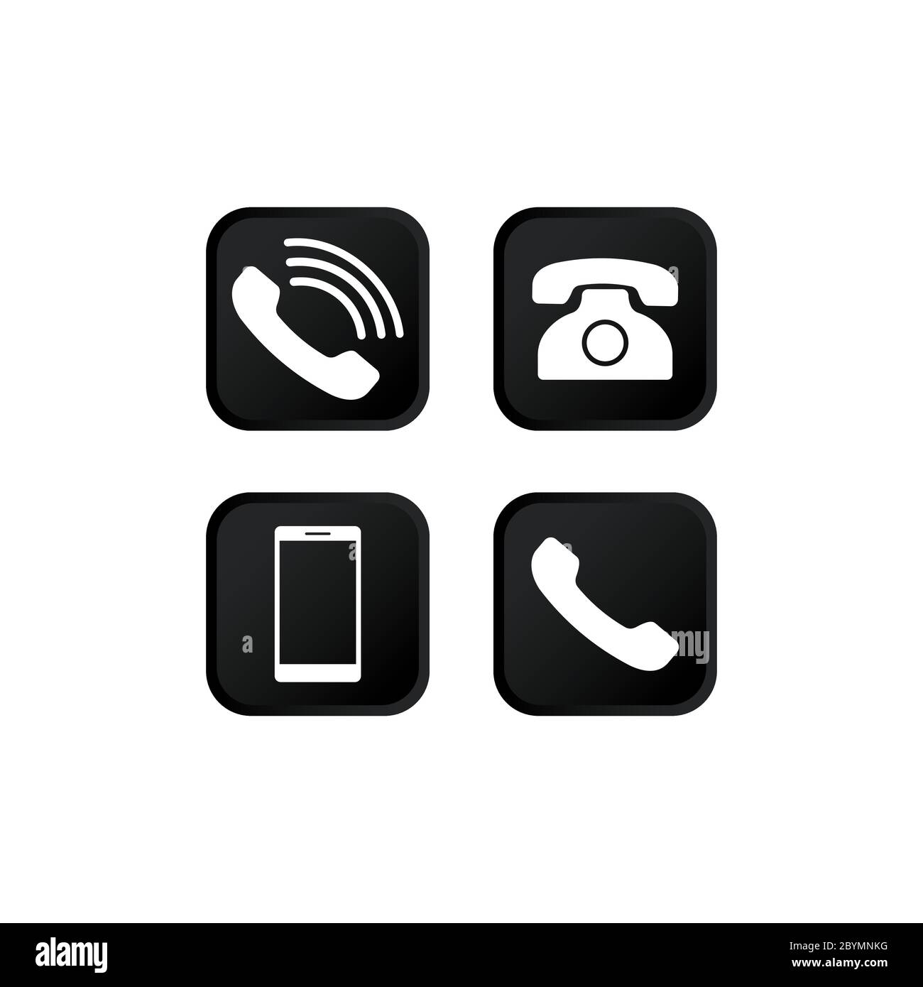 Set of communication icons. Phone, smartphone, mobile phone circle in modern color design concept on isolated white background for applications, web Stock Vector