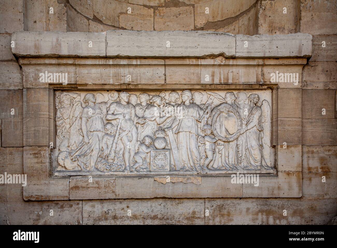Carved plaque at the Chateau de Vincennes, Paris, France Stock Photo