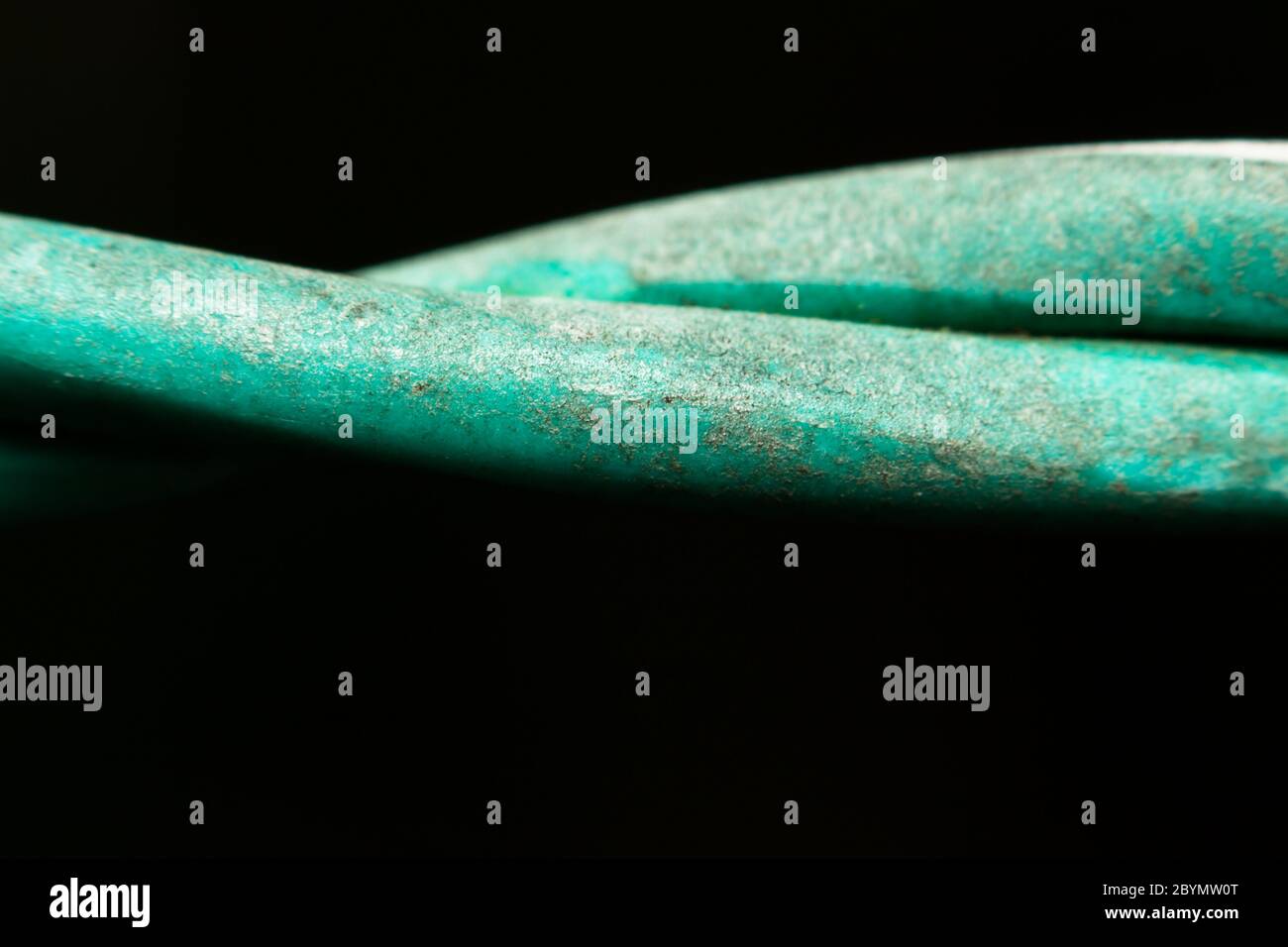 extra close-up soft focus wire macro on black background Stock Photo