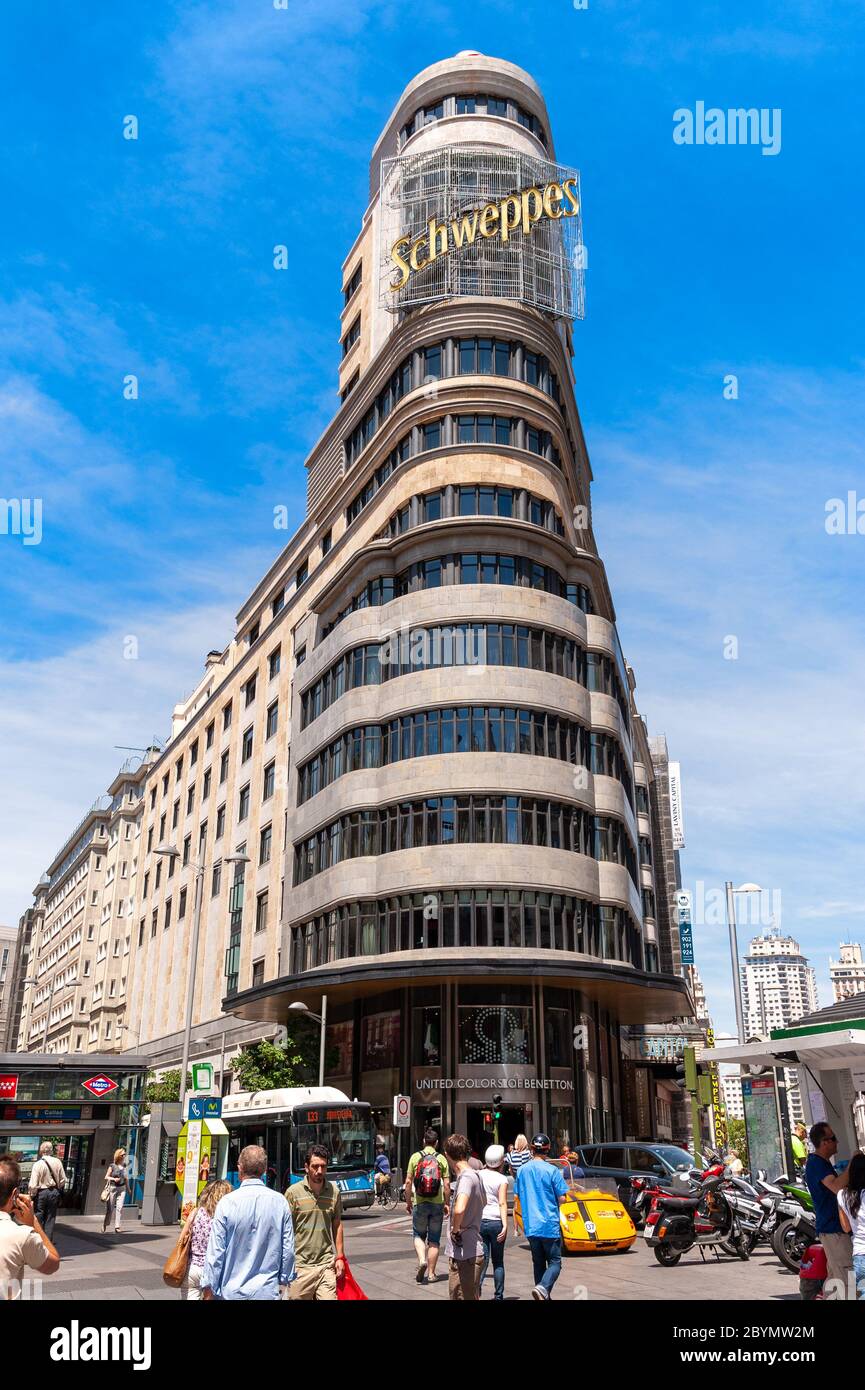 Schweppes building on Gran Via, Madrid, Spain Stock Photo - Alamy