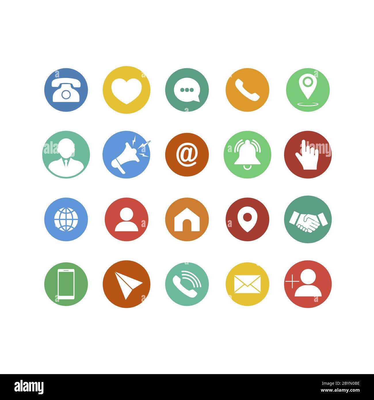 Set of communication icons flat. Phone, mobile phone, retro phone,  location, mail and web site symbols on isolated background for  applications, web Stock Vector Image & Art - Alamy