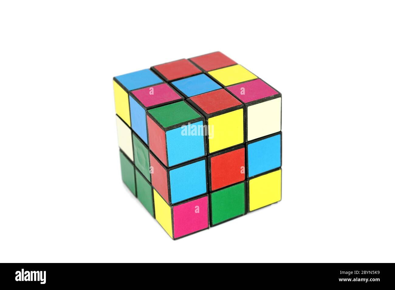 rubik cube colorful isolated on the white background Stock Photo