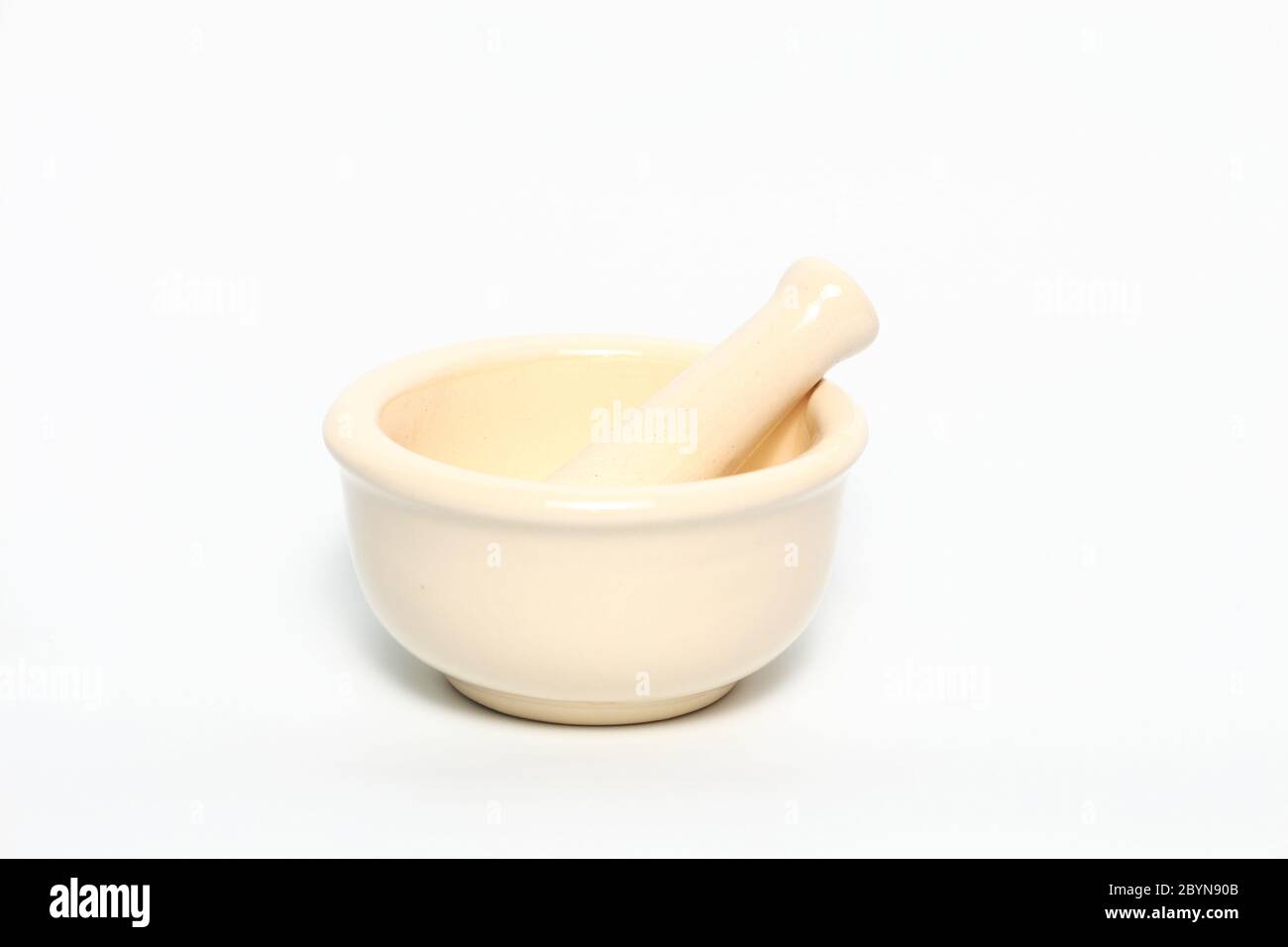 mortar and pestle of pharmacy isolated on white background Stock Photo