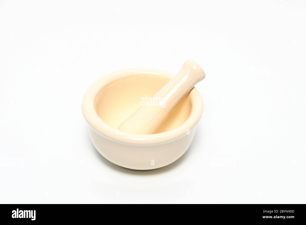 mortar and pestle of pharmacy isolated on white background Stock Photo