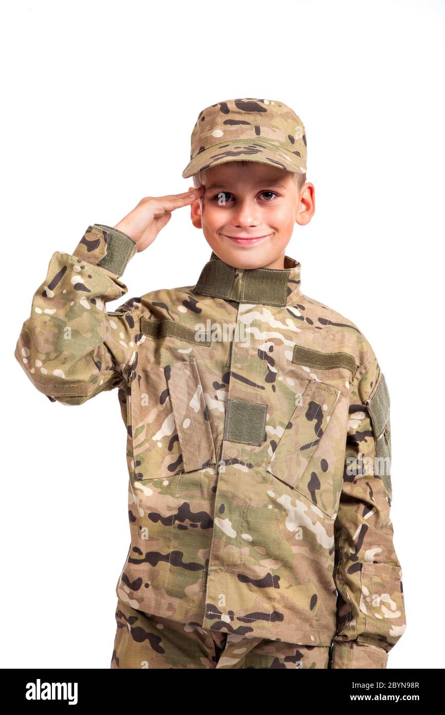 Saluting soldier. Young boy Stock Photo Alamy