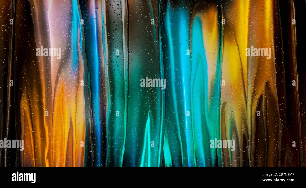 colorful abstract wave background with water drops. nobody around. 3d ...
