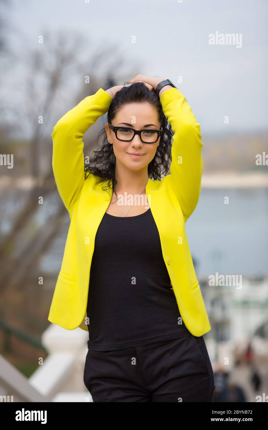 Portrait Of Young Smiling Beautiful Woman Stock Photo - Alamy