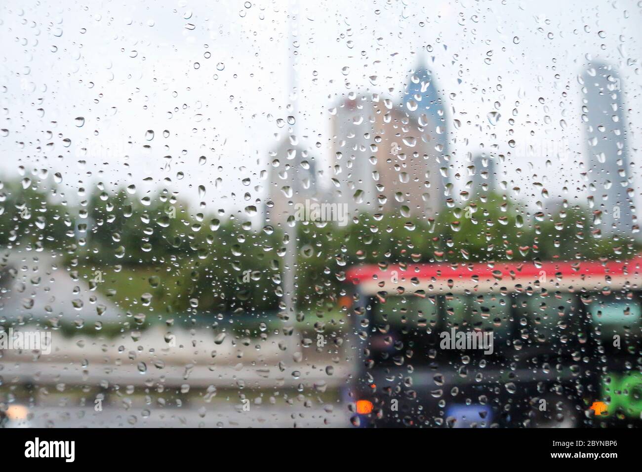 raindrop on glass in malaysia Stock Photo