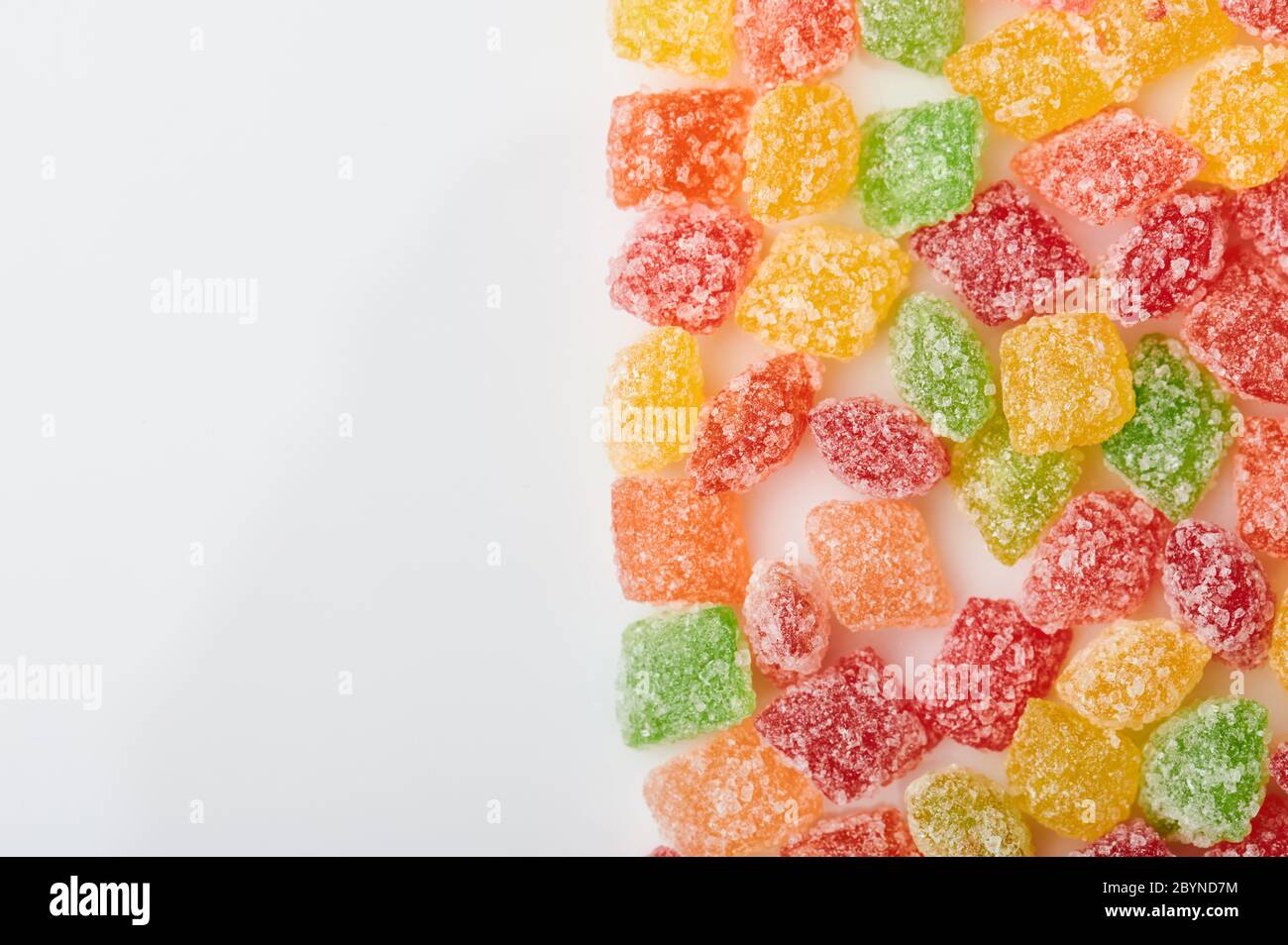 Sugary candy theme. Colorful delicious junk food Stock Photo