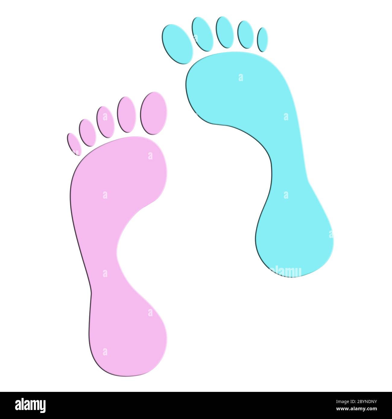 pink and blue footprints