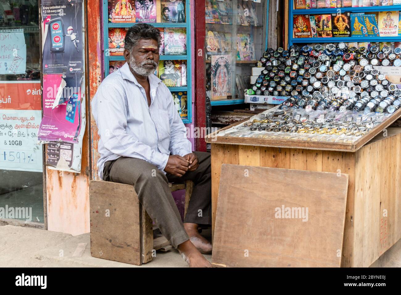 Chennai, Tamil Nadu, India August 2018 An Indian street vendor