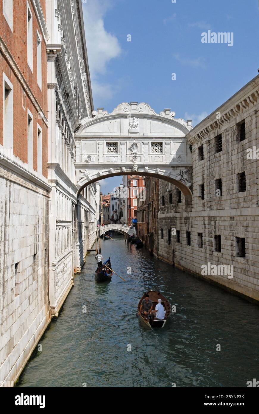the Bridge of Sighs over Venetian canal in the San Marco district in Venice in Italy Stock Photo