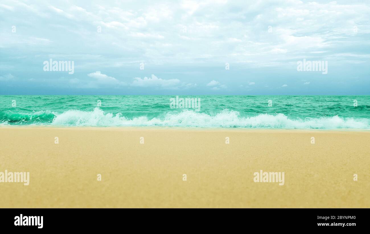 sea sand beach and blue sky with clouds nature background Stock Photo ...