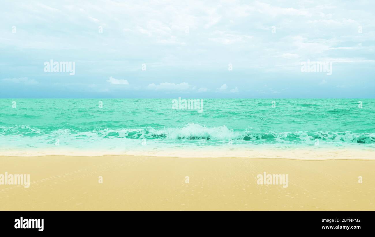 sea sand beach and blue sky with clouds nature background Stock Photo ...