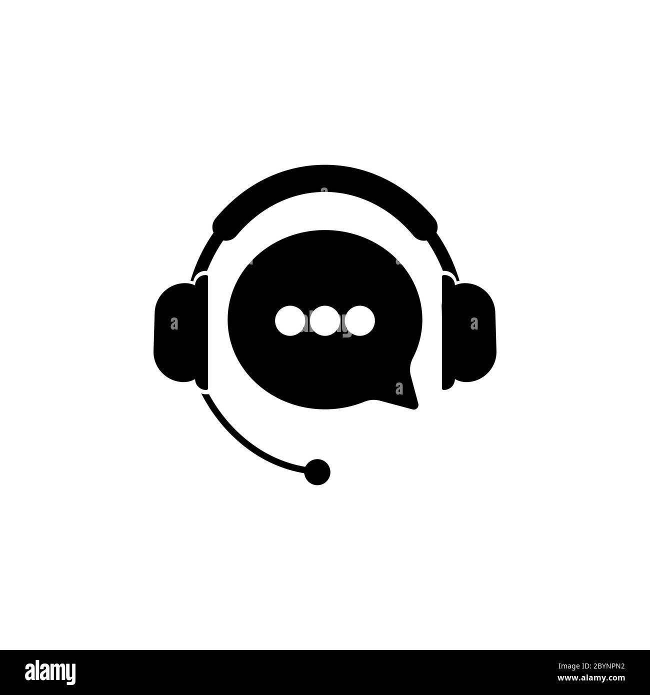 Tech support, call center or gear with headphones icon on an isolated white background. EPS 10 vector Stock Vector