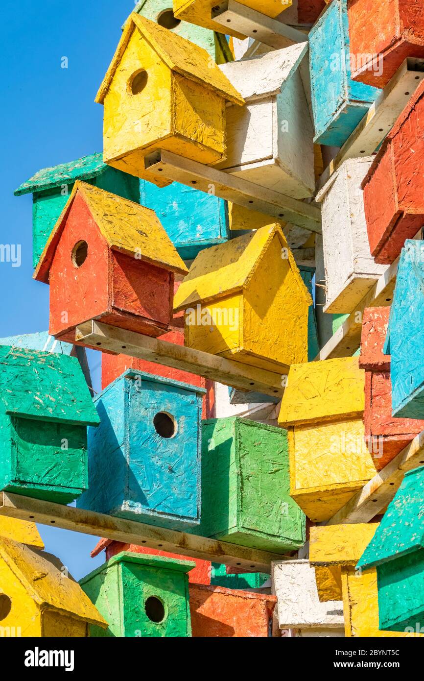 Colorful birdhouse outside the Osh Regional Museum in Osh Kyrgyzstan Stock Photo