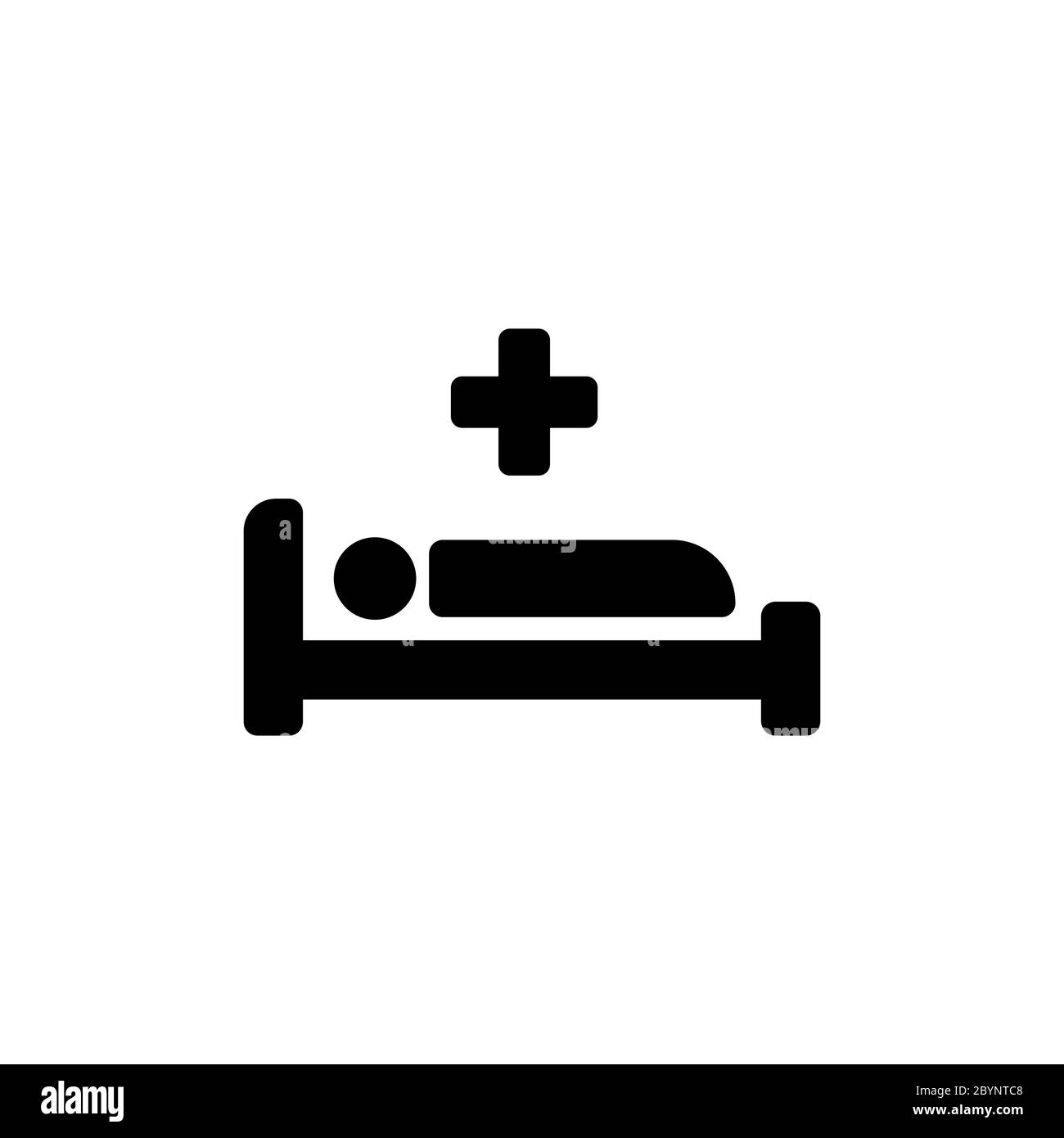 Hospital bed and cross icon on isolated white background. EPS 10 vector. Stock Vector