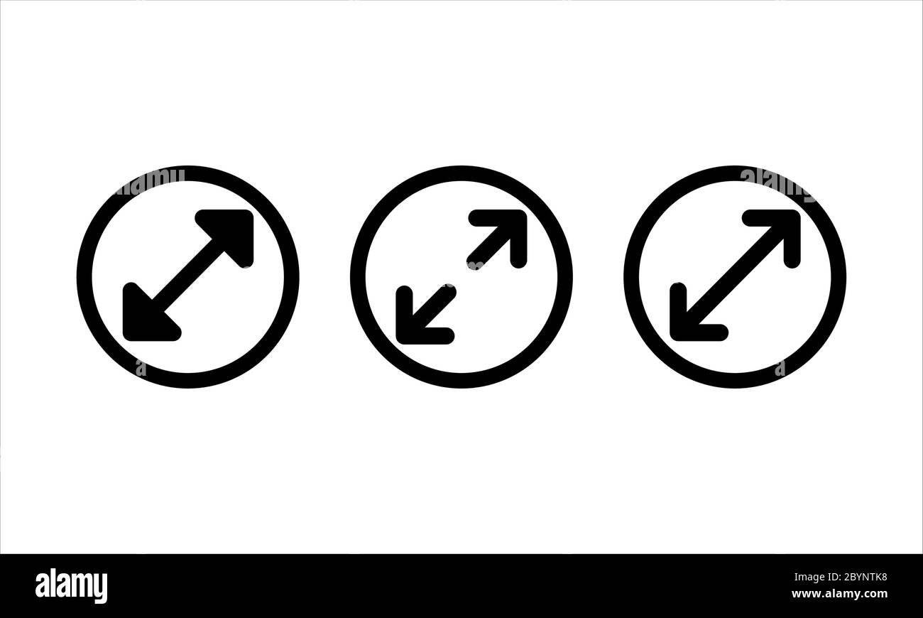 Diameter icon set in black on isolated white background. EPS 10 vector